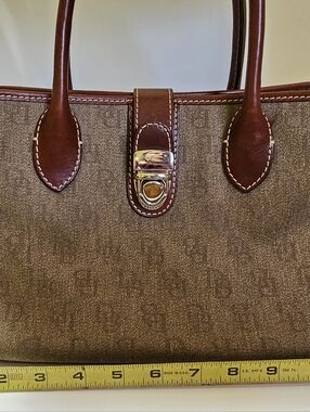Dooney & Bourke Brown Monogram Tote with Dark Leather Trim